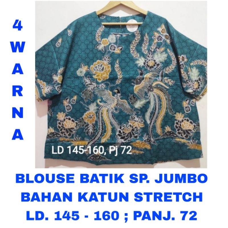 WK BLOUSE BATIK MODERN WANITA SUPER JUMBO LD. 140 150 160 BAJU ATASAN IMLEK SINCIA SERAGAM KERJA