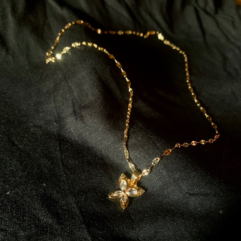 NEW KALUNG TITANIUM WANITA GOLD MODEL LIONTIN BUNGA BINTANG ROSE STAR ( REALPICT ) ANTI KARAT GOLD  