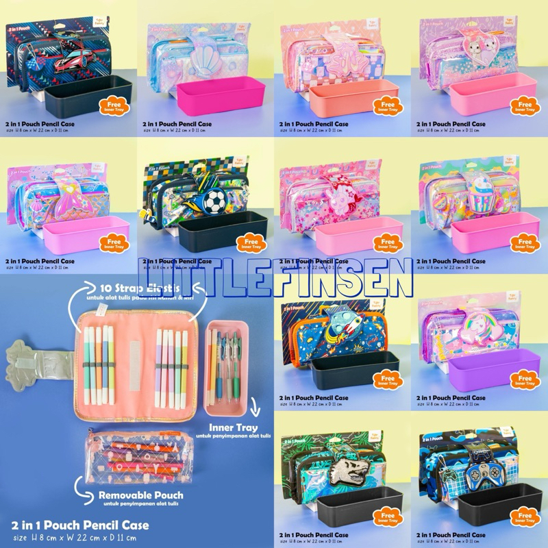 

SALE Pencil case anak zipper unicorn dino soccer racing car/tempat pensil anak zipper/pencil case 2 in 1 pouch