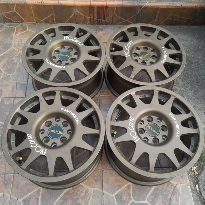 Velg Mobil Bekas EVOCORSE R15X7 lobang baut 4 pcd 8X100/114 ET-  + Ban Baru Accelera 195 65 R15 Plus