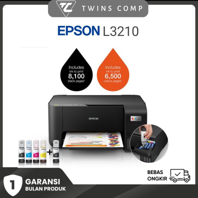 printer epson L3210 full nozzle + tinta baru termurah