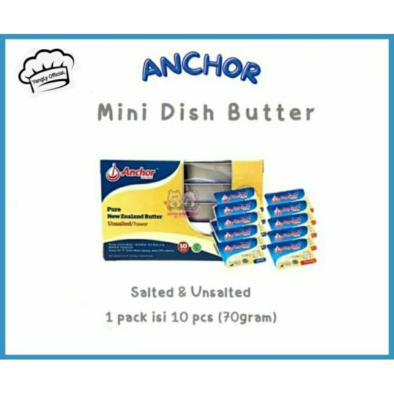 

Anchor Butter Mini Dish Salted & Unsalted Butter Isi 7g x 10 pcs