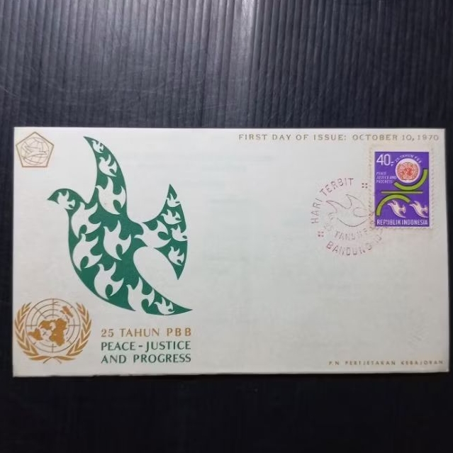 

SAMPUL HARI PERTAMA PRANGKO PERANGKO INDONESIA PERINGATAN 25 TAHUN PBB TAHUN 1970