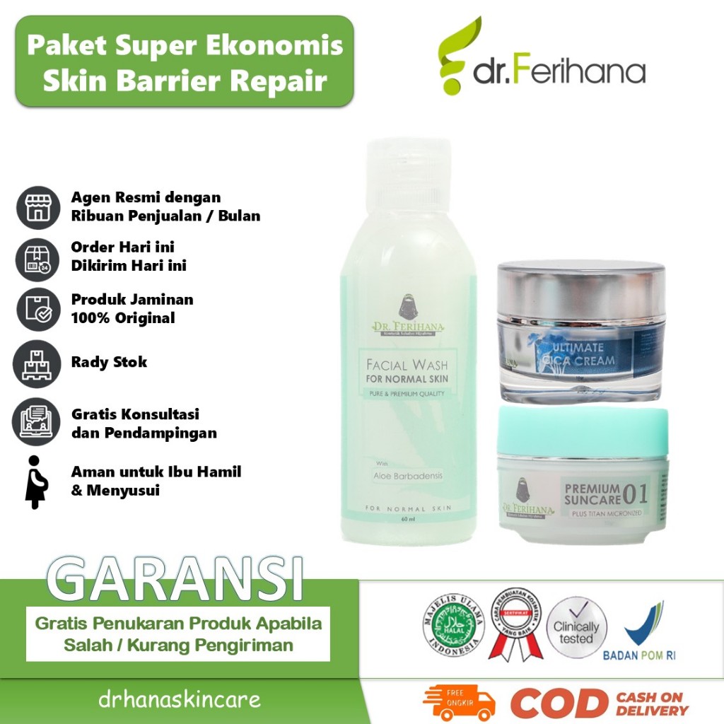 Paket Skin Barrier Repair dr Ferihana Cosmetics Skincare untuk Kesehatan Kulit Mengurangi Breakout