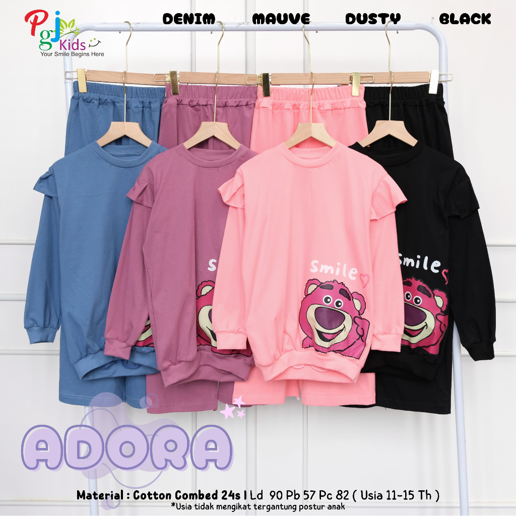 [Termurah PGJ Kids] ADORA SETELAN ANAK PAKAIAN ANAK REMAJA PEREMPUAN SETELAN ATASAN  SET CELANA ANAK