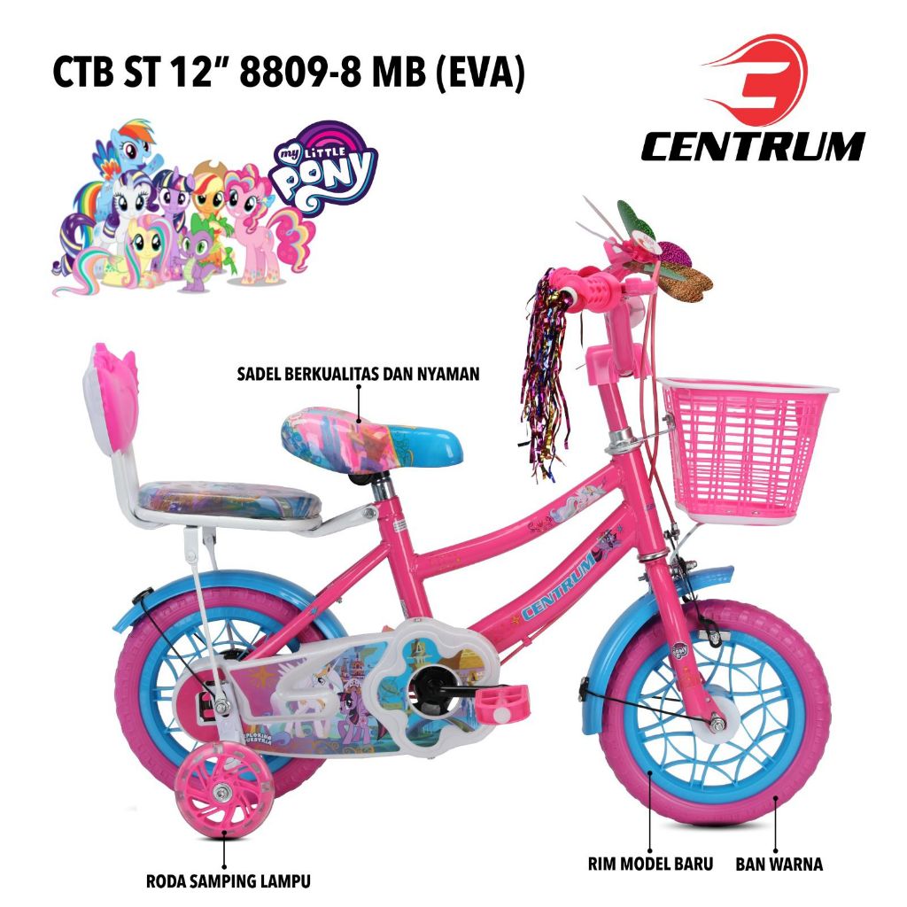 Sepeda Mini 12 INC EVA Chamomile & Centrum Anak Perempuan Velg Premium Terbaik Makassar