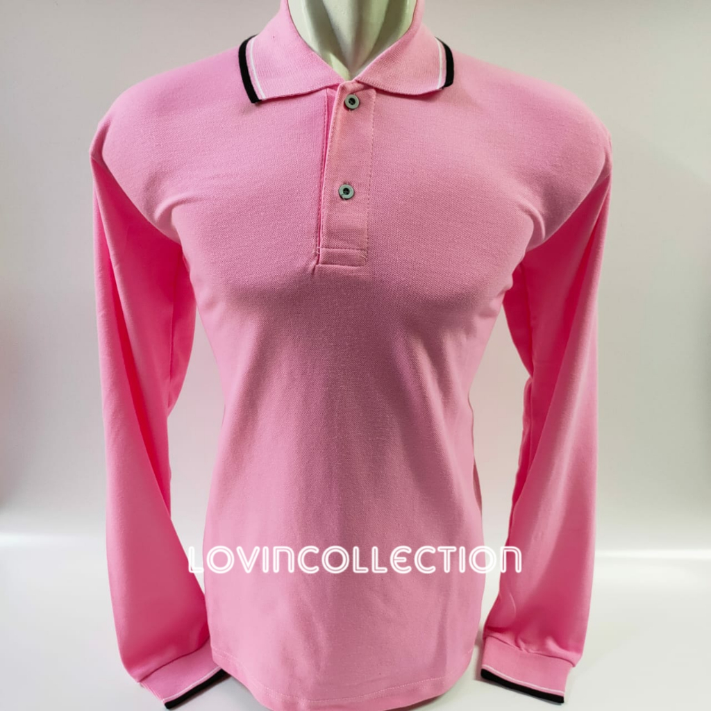 Kaos Kerah Panjang / Kaos Kerah Pria / Kaos Berkerah / Kaos Kerah Wanita / Wangky / Soft Pink