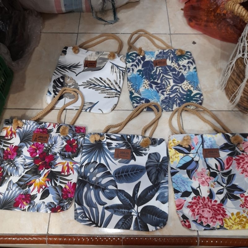 tas kanvas Jogja motif tali sumbu 27x28