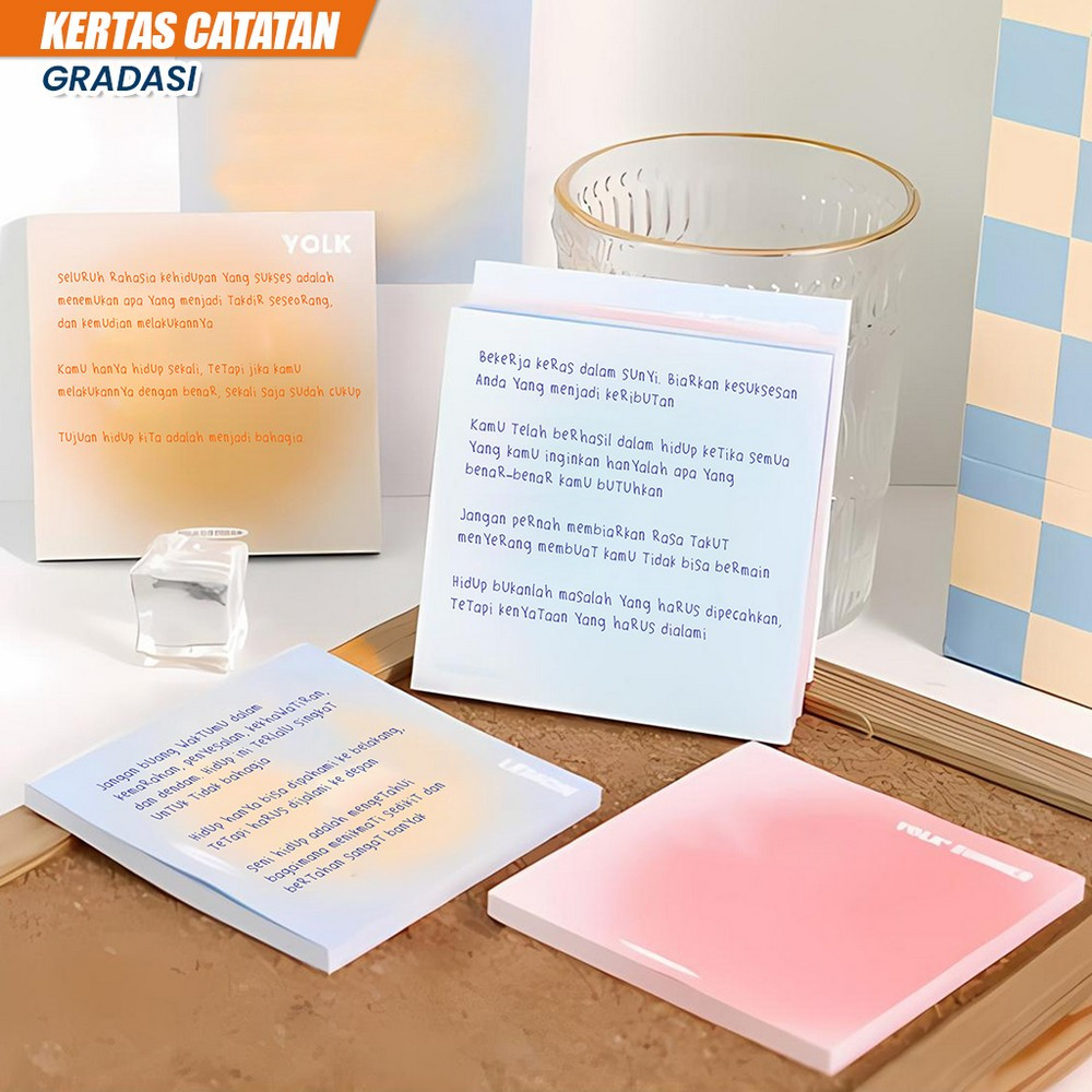

Sticky Notes Gradasi Polos Isi 50 Lembar Alat Tulis Kantor Sekolah / Memo Tempel Persegi Gradasi Tempelan Kertas Catatan Memo Stockami A102
