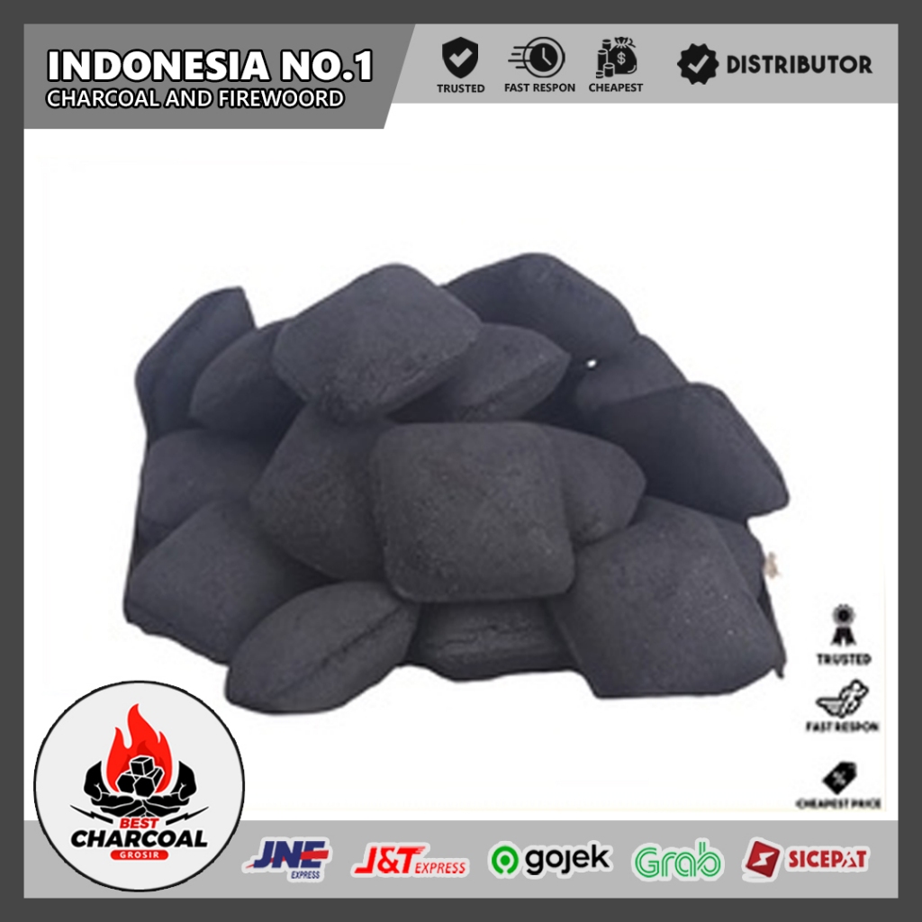 Arang Briket Pillow Batubara 1Kg BBQ Premium Food Grade Areng Barbeque