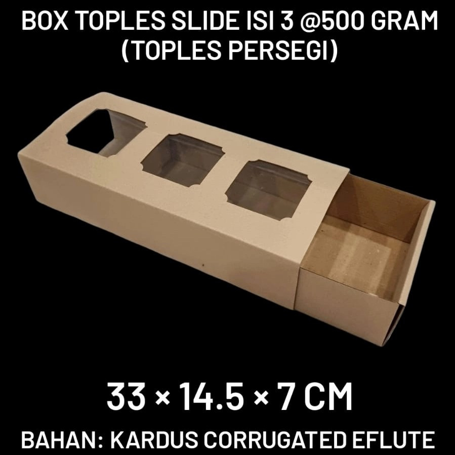 

10 Pcs Box Hampers Kue Kering Dus Packaging Toples Isi 3 Ukuran 33 x 14.5 x 7cm