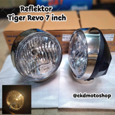Lampu Depan Tiger Revo Headlamp Reflektor Tiger Revo Batok Barong 7 Inch Full Set Bohlam Soket Kupin