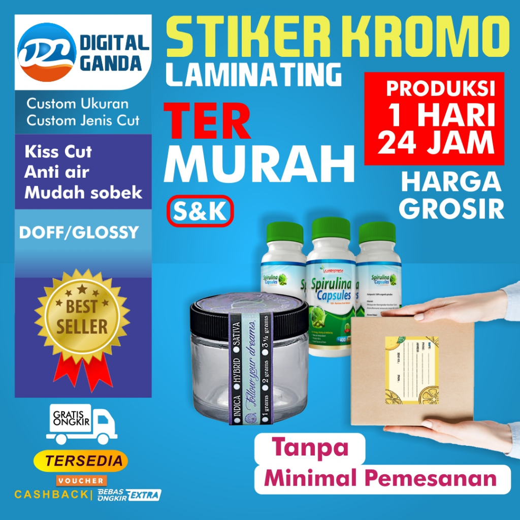 

CETAK STIKER KROMO LAMINATING A3+ (PRINT + CUT)