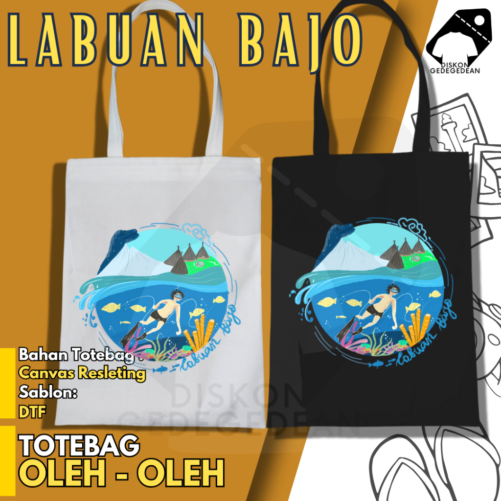 Diskongedegedean Totebag Labuan Bajo Souvenir Tas Oleh Oleh Labuan Bajo Kanvas Resleting