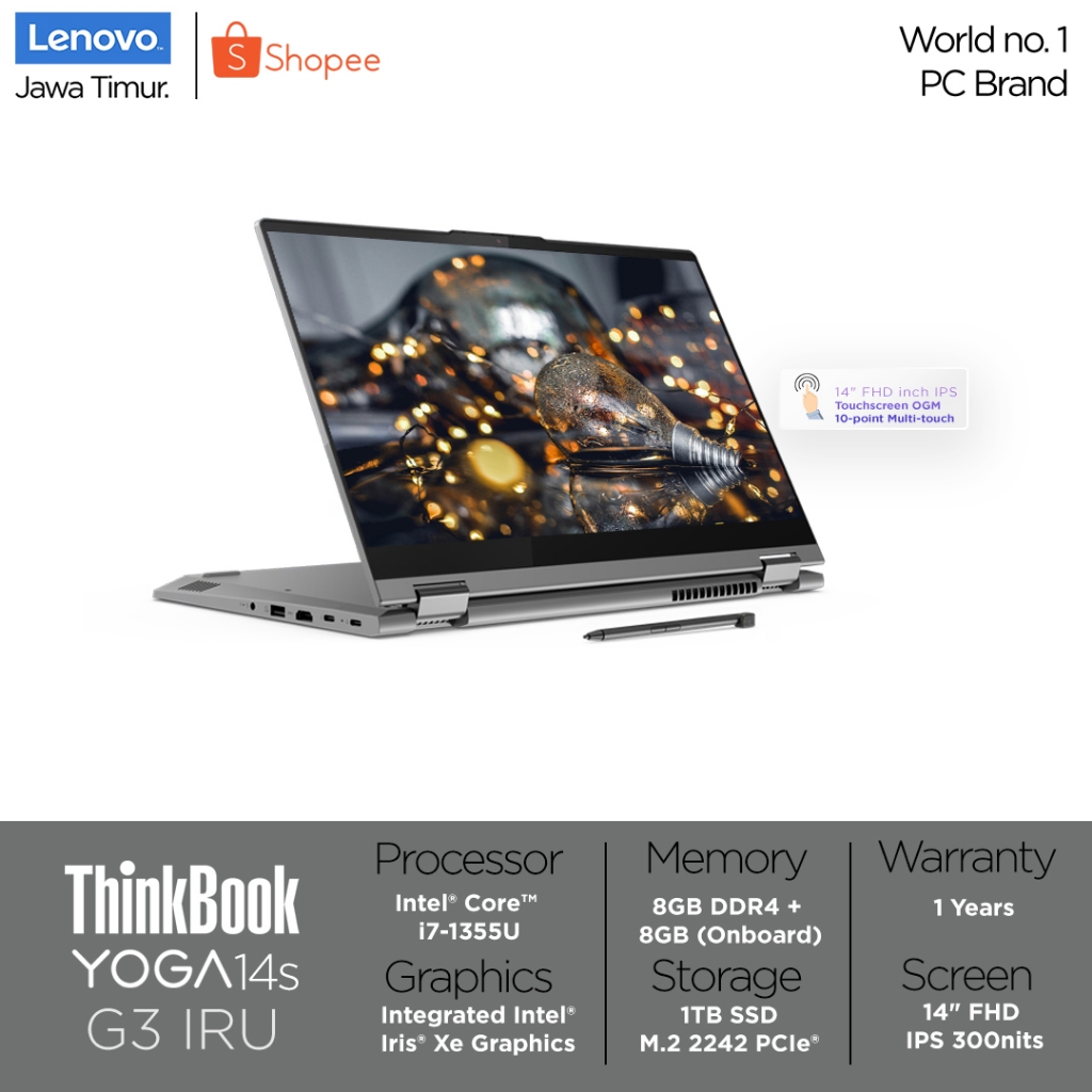ThinkBook 14s Yoga 45ID Core i7 1355U 16GB 1TB Intel Iris Xe Graphics