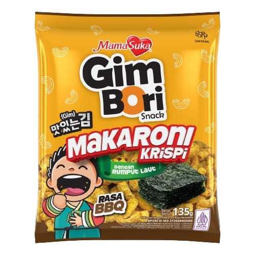 

Gim Bori Macaroni Kripsi Snack Camilan Pedas Gurih Rasa BBQ 135gr