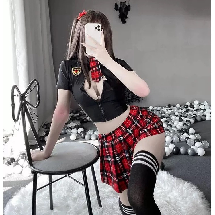 Kostum  AZ 117 Lingerie Seksi Kostum Murid Siswa Pelajar Jepang Rok Kotak Kotak Sekolah Sexy Costume