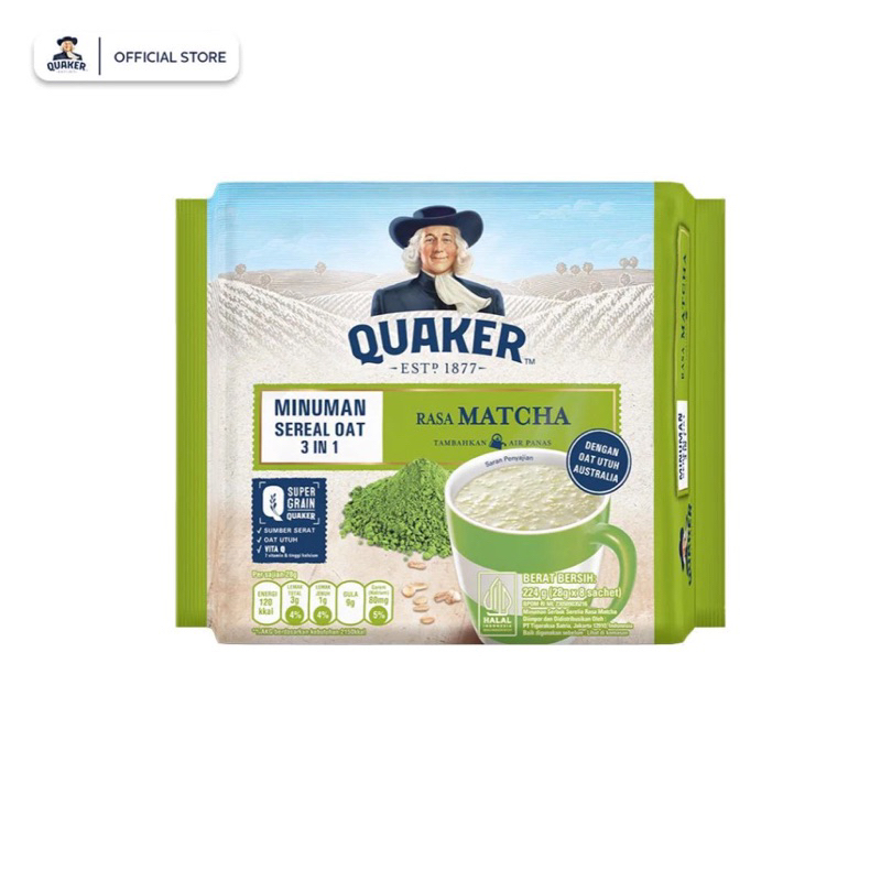 

Quaker 3In1 Matcha Minuman Sereal Oat 224 gr 8sachet