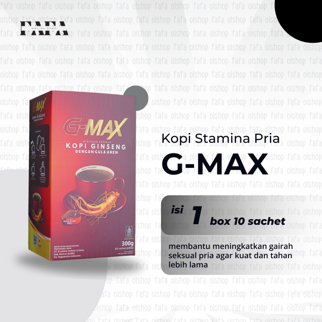 

G-MAX Kopi Ginseng Penambah Stamina Pria Tahan Lama 1 Box 10 Sachet