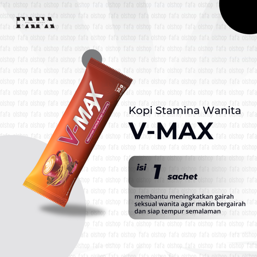 

V-MAX Kopi Ginseng Rasa Cokelat Penambah Gairah Sexsual Wanita Kopi Stamina Wanita 1 Sachet 30 Gram