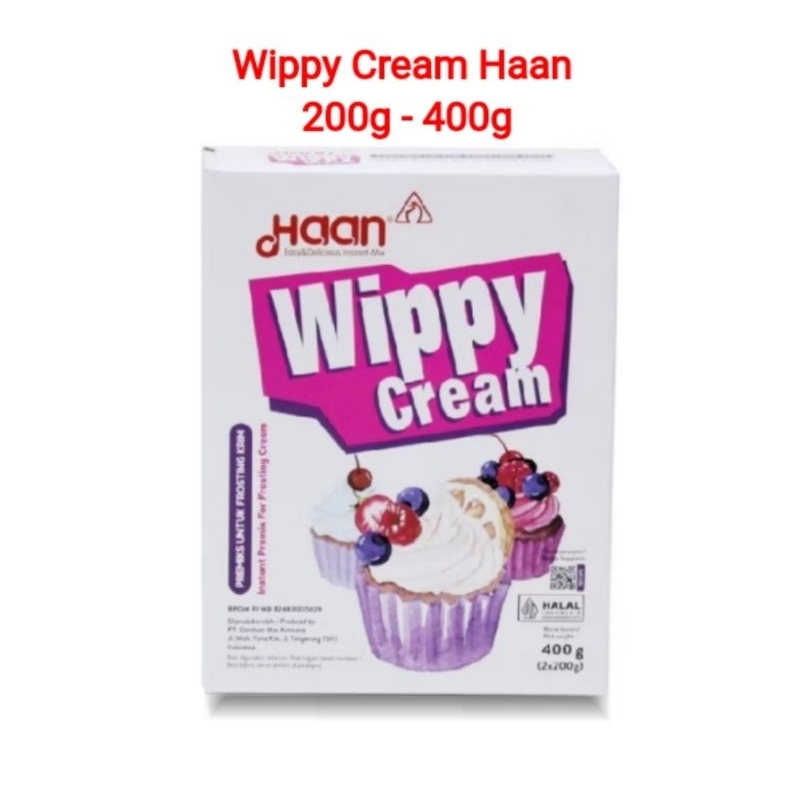 

Wippy Cream Haan. Tersedia 2 ukuran 200g dan 400g.