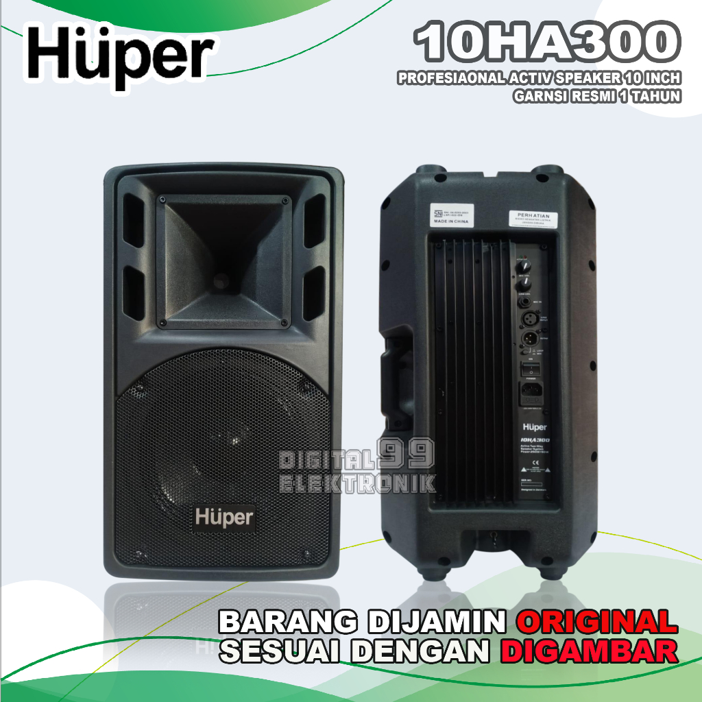 Speaker Aktif 10 Inch HUPER 10HA300 | 10 HA300 | 10-HA300 Original Harga 1 Pasang