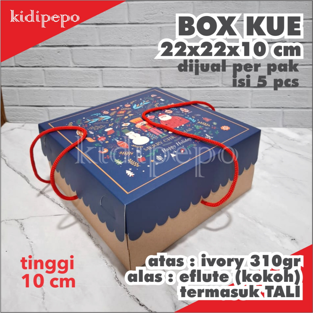 

BOX KUE EFLUTE NATAL / CHRISTMAS STRIPES UKURAN 22 X 22 X 10 CM - ISI 5 SET