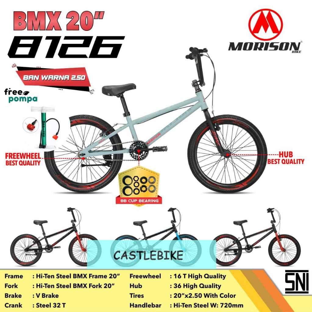 [BONUS POMPA] Sepeda BMX Anak Laki-Laki Morison MS8126 Ban Warna 20x2.50