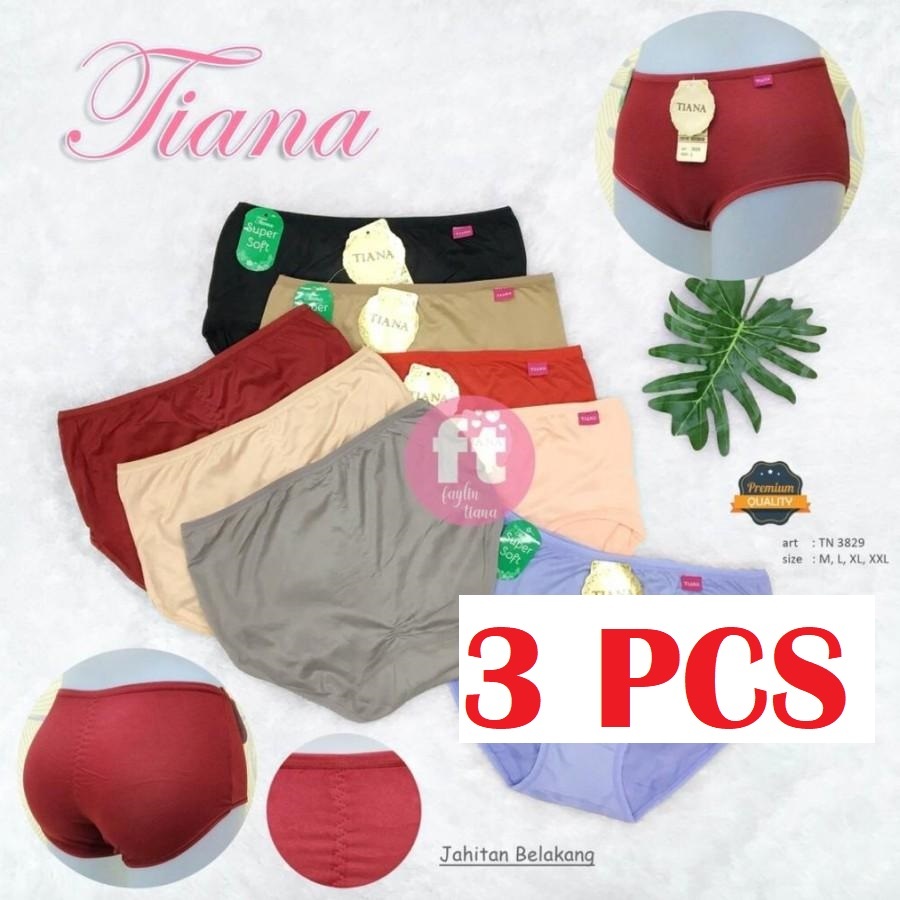 3pcs - Celana Dalam Wanita TIANA 3829 Nyaman Dipake Seharian Size M-L-XL-XXL-XXXL