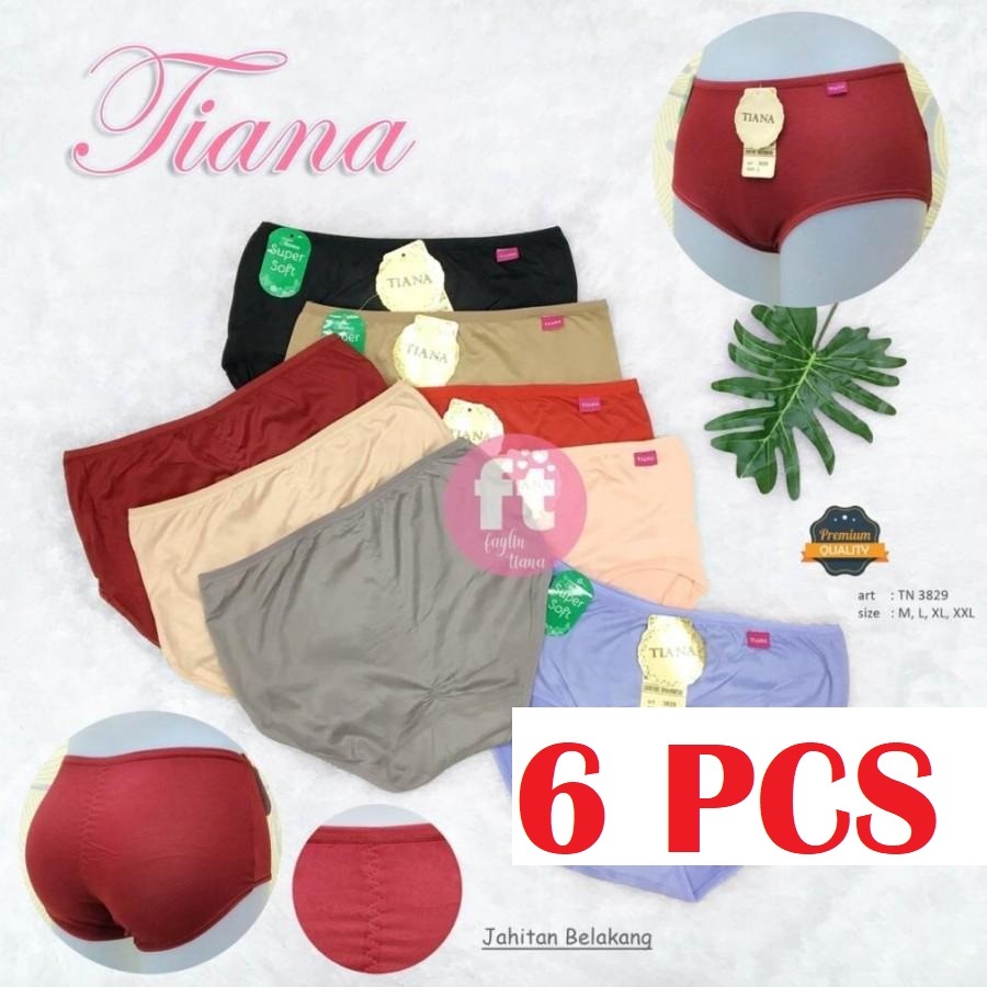 6pcs - Celana Dalam Wanita TIANA 3829 Nyaman Dipake Seharian Size M-L-XL-XXL-XXXL