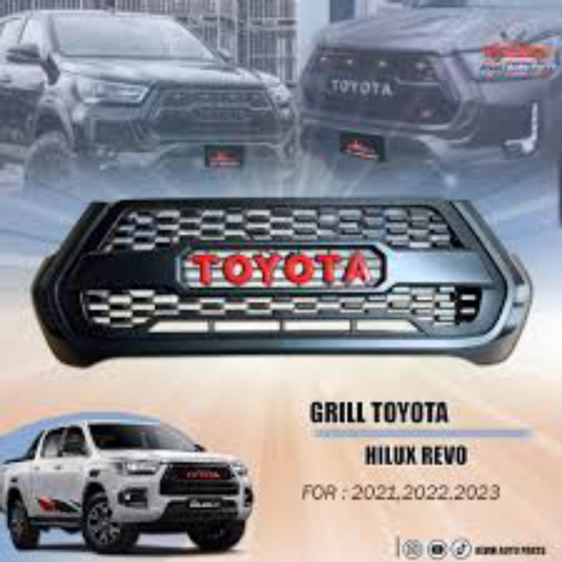 grill toyota hilux logo merah/grill hilux revo emblem toyota logo merah/grill hilux revo