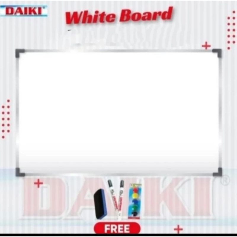 

DAIKI Papan tulis White board Single face Magnetic gantung uk 120 x 120 cm / 120 x 150 cm / 120 x 180 cm.