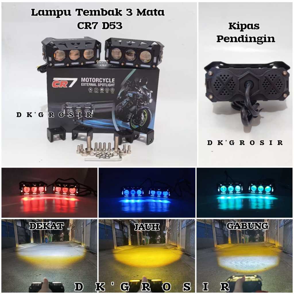 CR7 D53 - Lampu Tembak 3 Mata