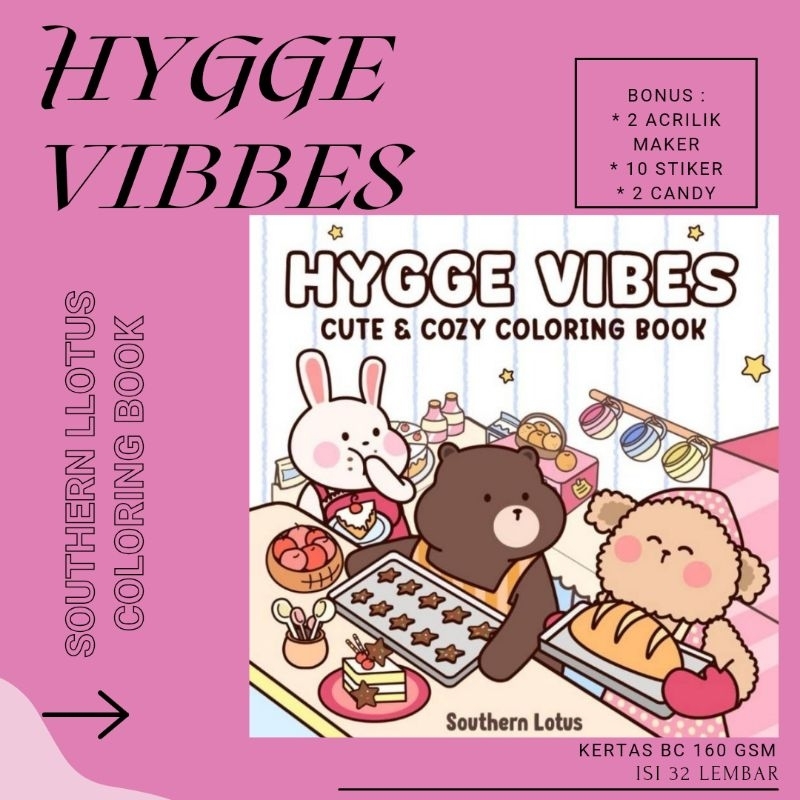 

(32 lmb) Buku Mewarnai Hyyge Vibbes Cute & Cozy Coloring Book with Southern Lotus