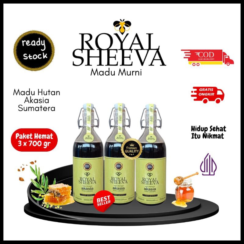 

Paket Hemat Madu Murni Royal Sheeva Madu Hutan Sumatera Tiga Botol 700 gr Halal MUI Manis Madu Asli