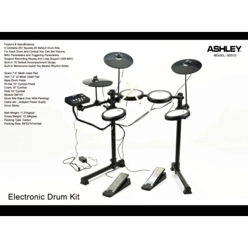 Elektrik Drum Ashley SD 512 original ashley sd512