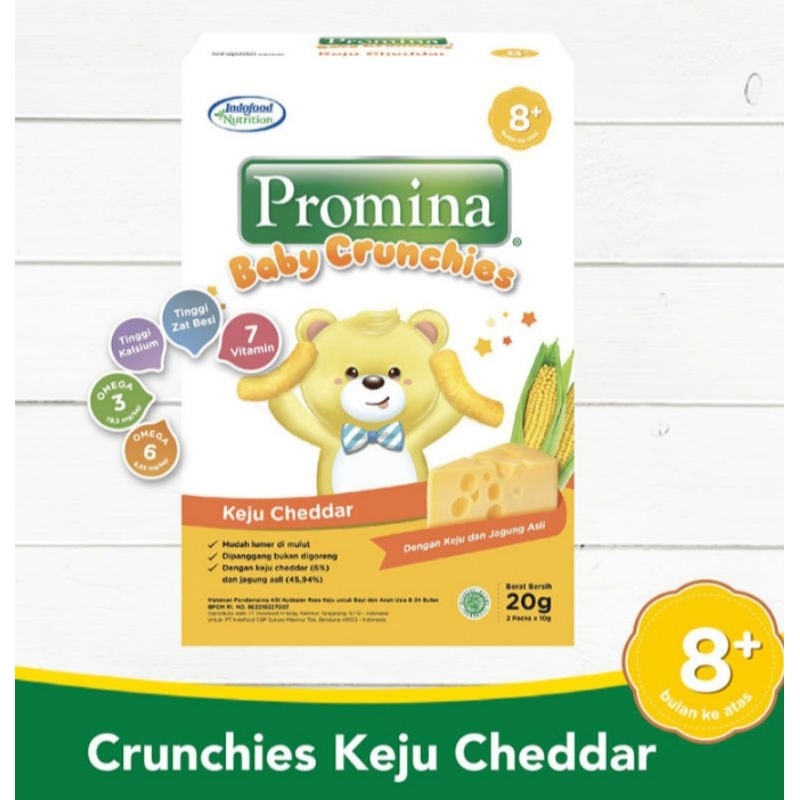 

Promina Baby Crunchies Keju Cheddar 20 gram Snack untuk bayi usia di atas 8 bulan