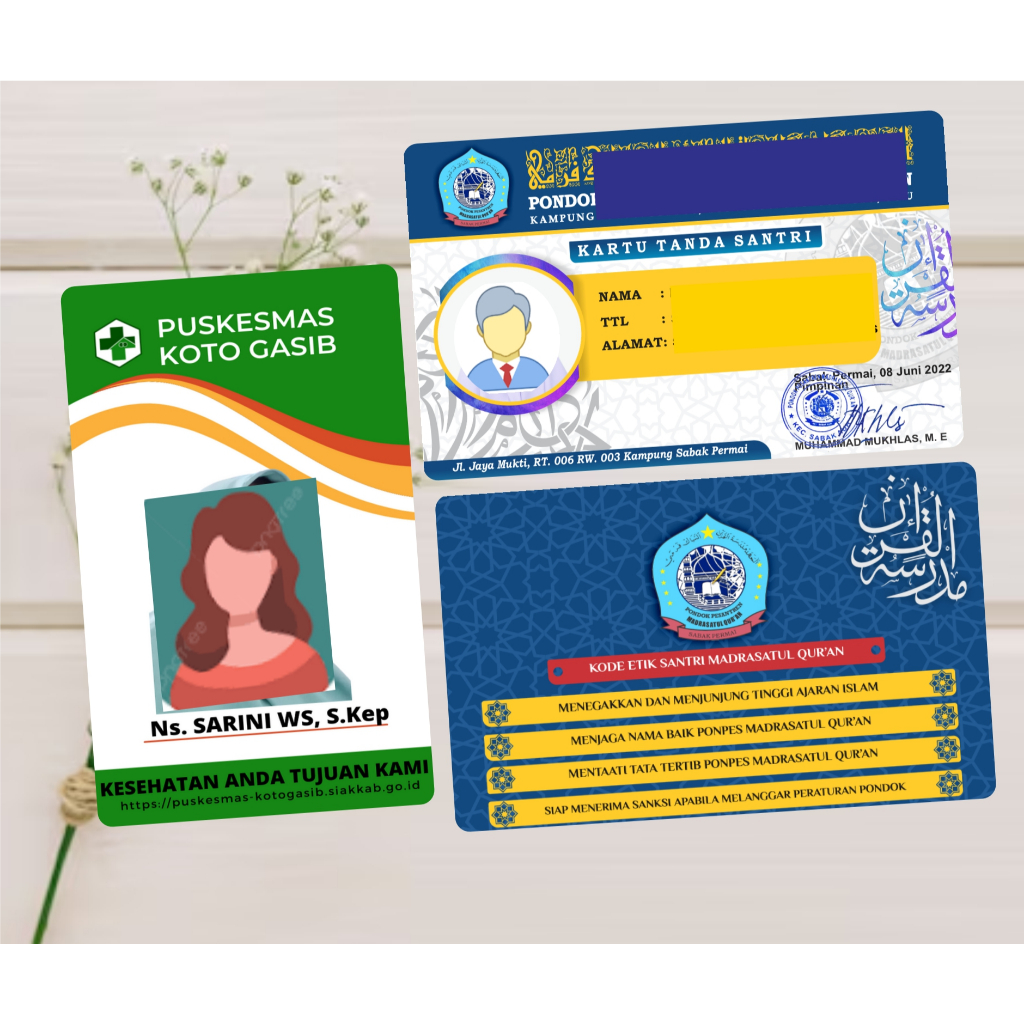 

Cetak kartu member, Kartu pelajar, id card, Name tag dll