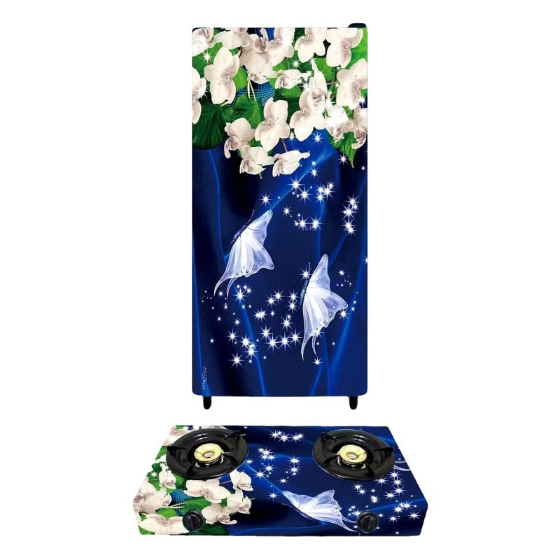 wallpaper stiker kulkas 1 pintu dan kompor 2 tungku