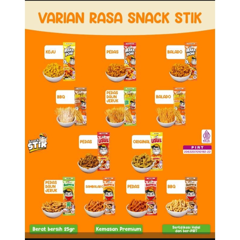 

SNACK STIK PAKET USAHA 100 PCS