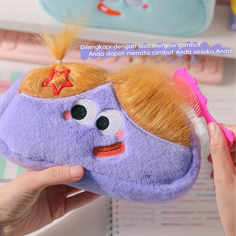 

Pinkbubbly.Tas Pena Rambut Panjang, Kanton Kartun Pria Lucu Ins, Kantong Pena Niche Lucu, Kotor,