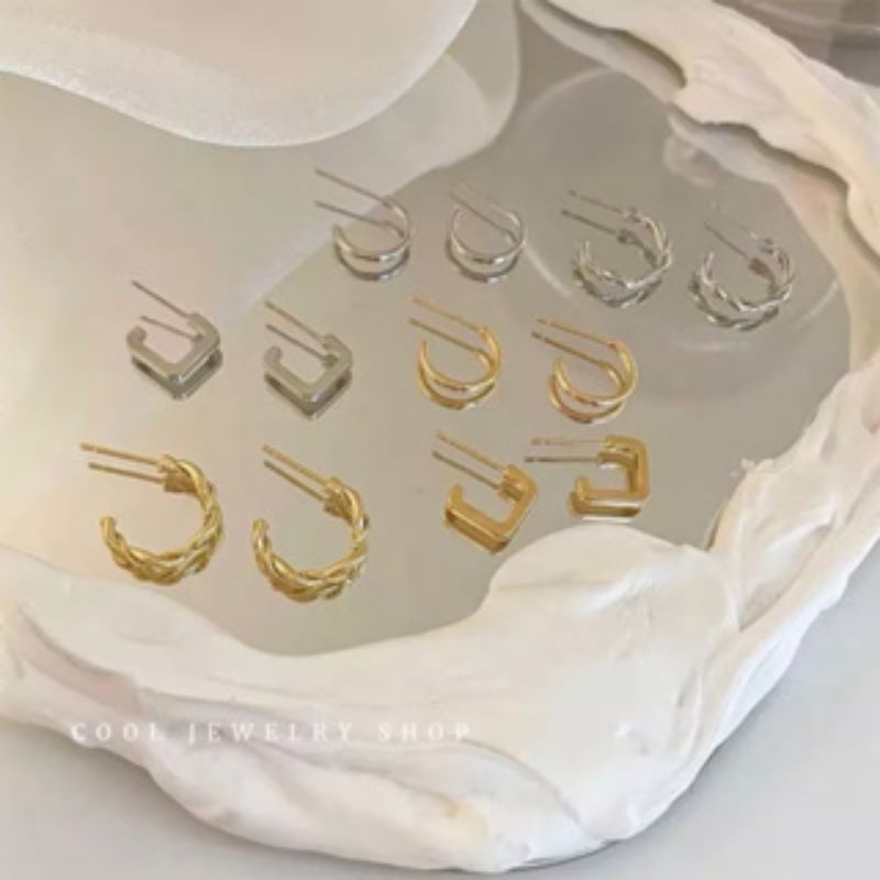 3 SETS EARINGS / anting 3 pasang / anting korea anting bulat anting persegi