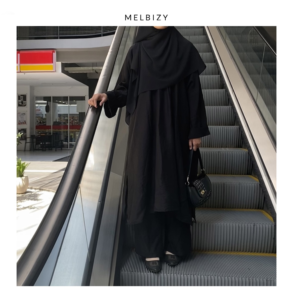 MELBIZY Zaura Abaya | Set Abaya Tunik & Celana | Abaya Batwing