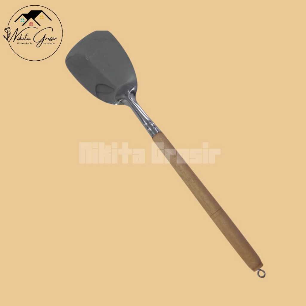 (Mita) Susuk Susruk Spatula Kayu Polos / Susuk Sutil Stainless Kayu Polos