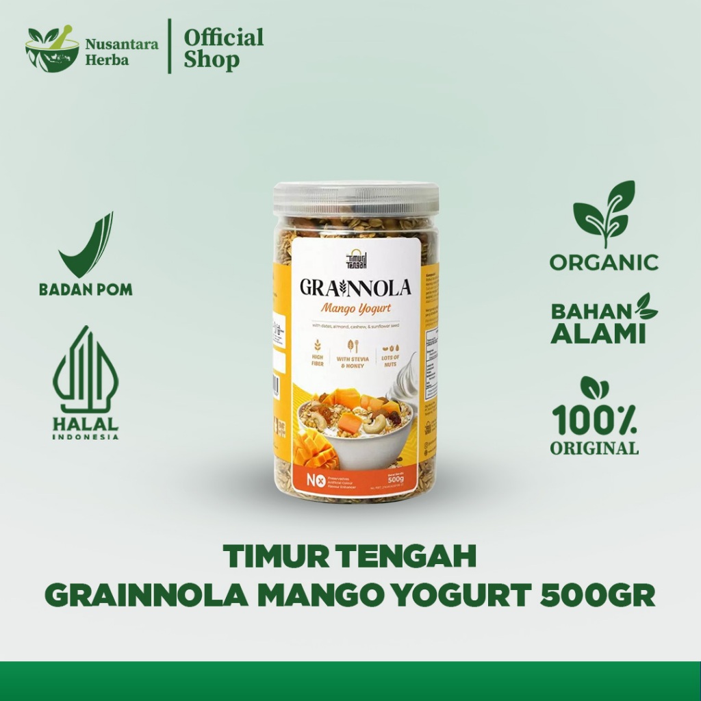 

Grainnola Timur tengah Sereal sarapan rasa Mango Yogurt - 500gr