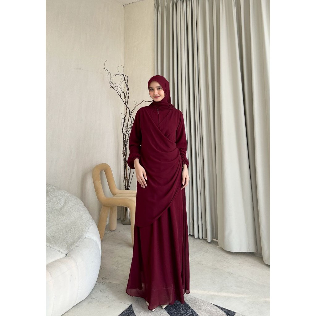 Erina Dress Ceruti Ootd Hijab Simple Seragam Bridesmaid Kondangan