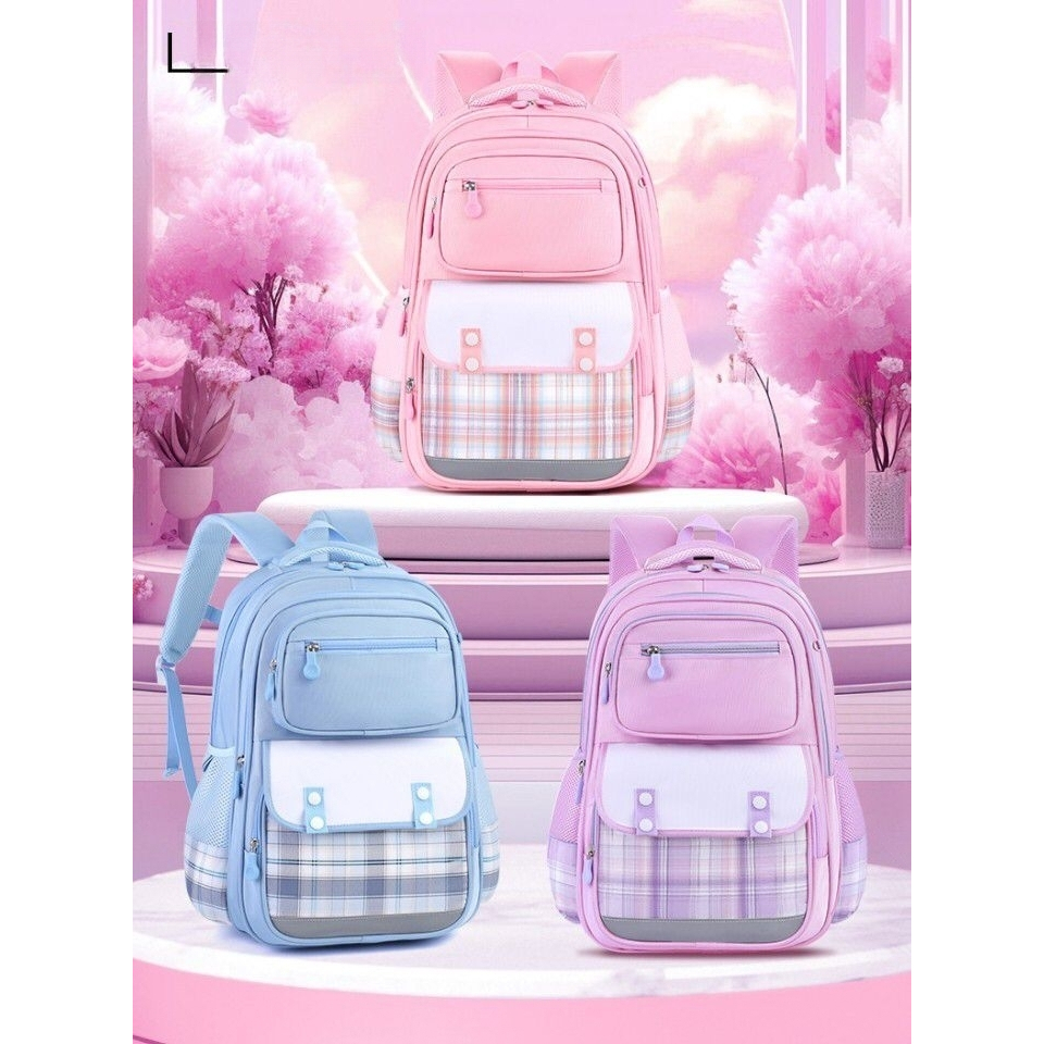 Tas Ransel Backpack Pria Wanita Terbaru Motif Kotak-kotak Fashion
