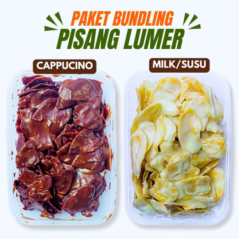 

Bundling 2 Box Keripik Pisang Lumer Cappucino+Susu 600 Gram, Keripik Pisang Cokelat Lumer