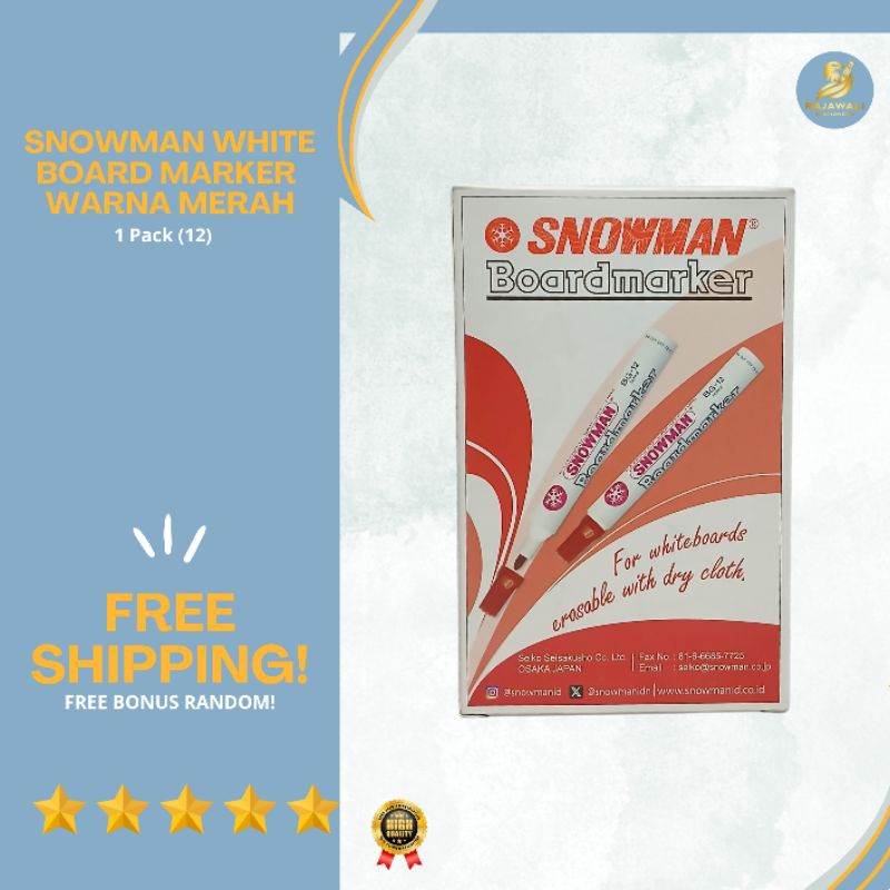 

Snowman White Board Marker (3, 5, 1 Pack) | Warna Merah | BG-12