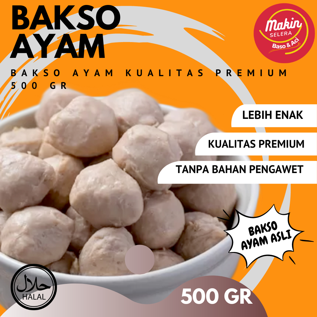 

( GRATIS BUMBU KUAH BAKSO ) Bakso Ayam Premium 500 gr Rasa Jamin Enak COD Makin Selera